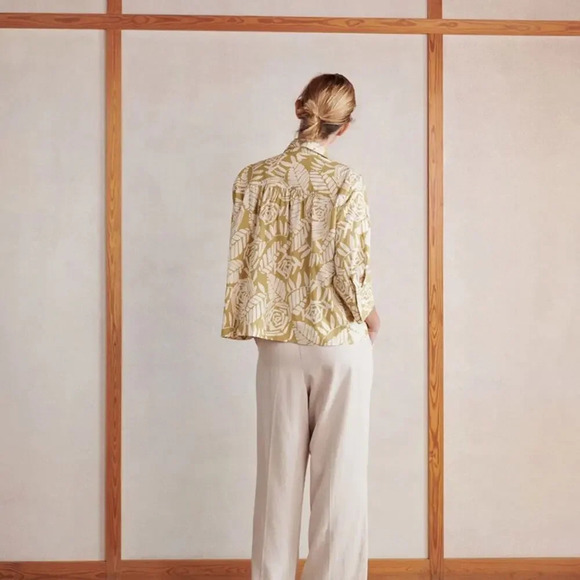 Masai Copenhagen Idaki Frond Print Cotton Shirt In Willow Size Small - Picture 5 of 9